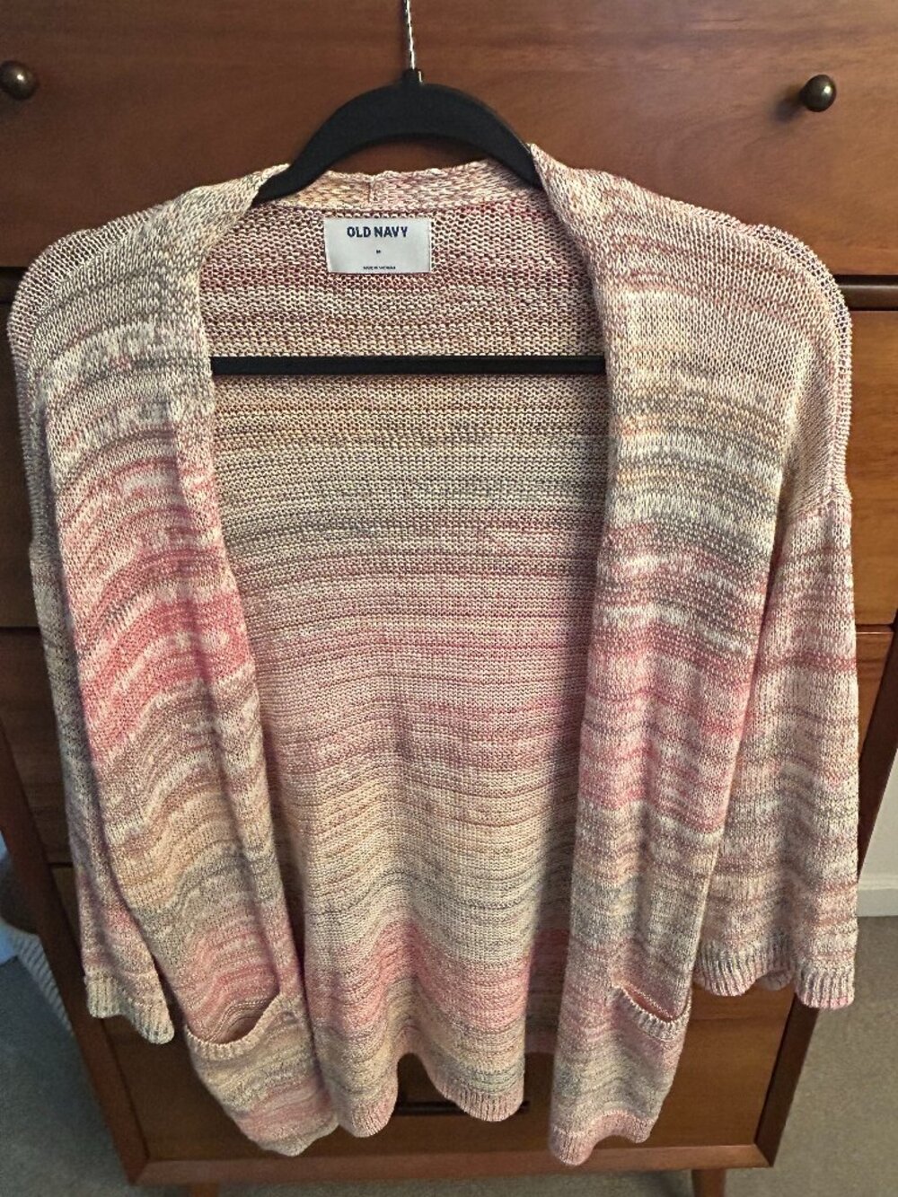 Pastel Rainbow Textured Open-Front Sweater | Old Navy | M